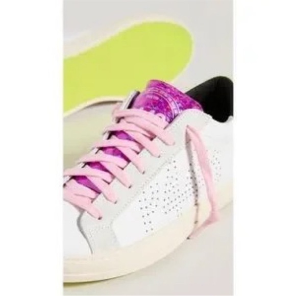 Woman’s P448 John Dogma low-top sneakers pink laces and a neon heel tab - Picture 6 of 15